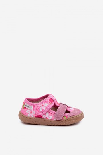 Hausschuhe Barefoot Kindisch Milami Erdbeeren pinke Farbe Lumi 2