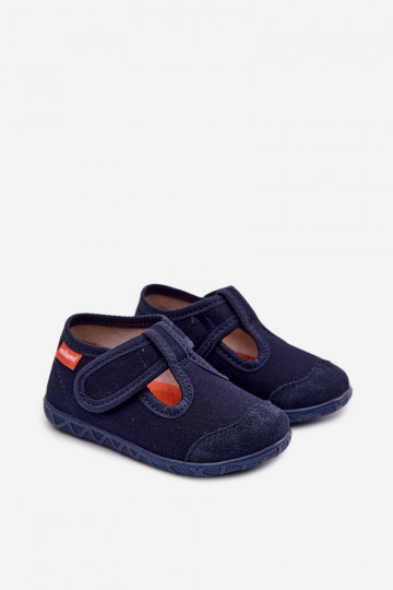 Milami Slipper für Kinder mit Klettverschluss in dunkelblau Jasimrra