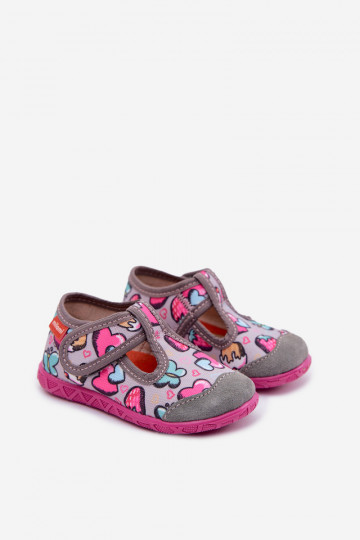 Milami Slipper für Kinder mit Klettverschluss in grau Jasimrra
