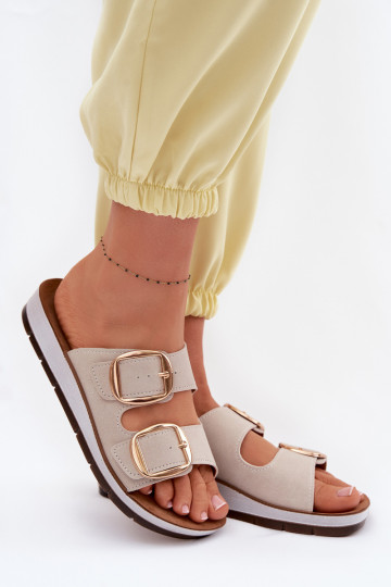 Damen-Slipper mit Schnallen Inblu CP000061 in gold 2