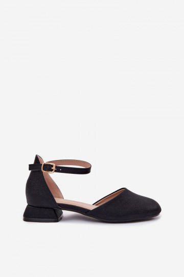 Kindisch Glänzende Sandalen Auf niedrigem Absatz schZuarze Farbe Nelly 2