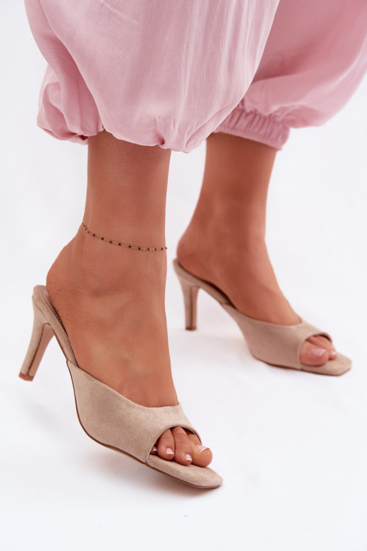 Damenhausschuhe Ermöglicht Smukłym Obcasie Beige Revina