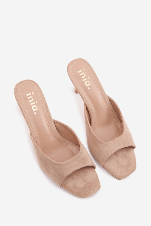 Damenhausschuhe Ermöglicht Smukłym Obcasie Beige Revina