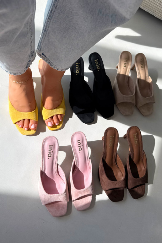 Damenhausschuhe Ermöglicht Smukłym Obcasie gelbe Farbe Revina