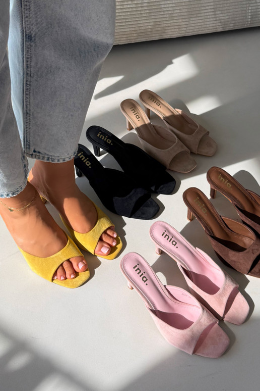 Damenhausschuhe Ermöglicht Smukłym Obcasie gelbe Farbe Revina