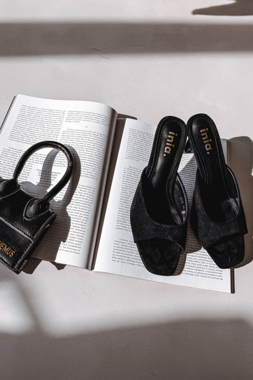 Damenhausschuhe Ermöglicht Smukłym Obcasie schZuarze Farbe Revina