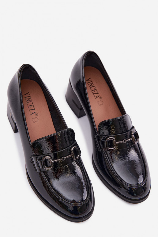 Lackierte Stiefeletten aus echtem Leder Feminin mit Absätzen Vinceza 18116 schZuarze Farbe