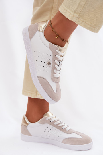 Sportliche Schuhe für Damen aus natürlichem Leder S.Barski LR61-7091 in weiß