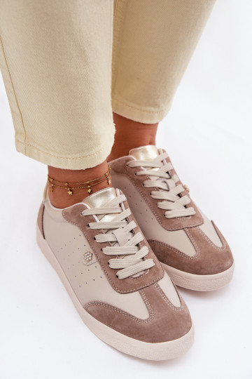 Sportliche Schuhe für Damen aus natürlichem Leder S.Barski LR61-7091 in sand
