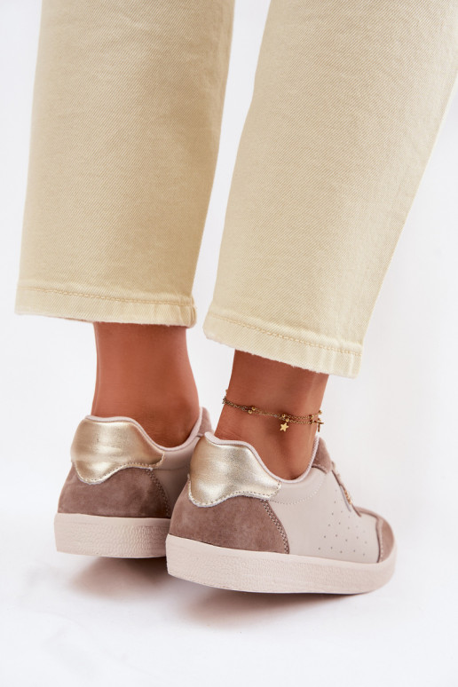 Sneakers Stilvollllschuhe FemininErmöglichtturalnej Skóry S.Barski LR61-7091 Beige