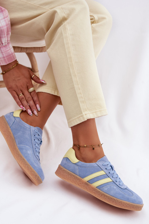 Haut aus INildleder Sneakers Stilvollllschuhe Feminin S.Barski LR61-7089 blaue Farbe