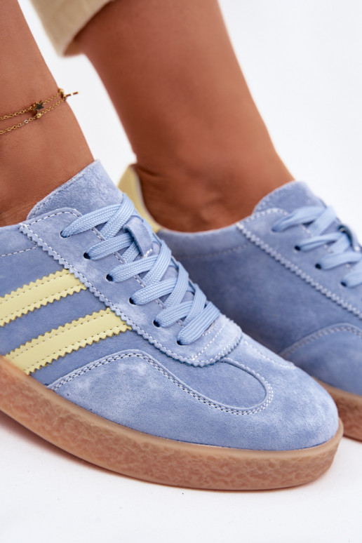 Haut aus INildleder Sneakers Stilvollllschuhe Feminin S.Barski LR61-7089 blaue Farbe