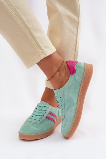 Haut aus INildleder Sneakers Stilvollllschuhe Feminin S.Barski LR61-7089 Mintfarbe 2