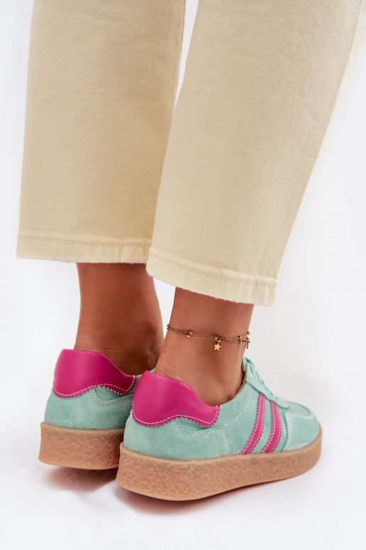 Haut aus INildleder Sneakers Stilvollllschuhe Feminin S.Barski LR61-7089 Mintfarbe