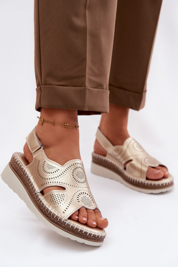 Leder-Sandalen mit Plateau S.Barski GR61-5916 in gold 2
