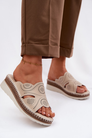 Leder-Slipper für Damen mit Plateau S.Barski GR61-5915 in sand 2