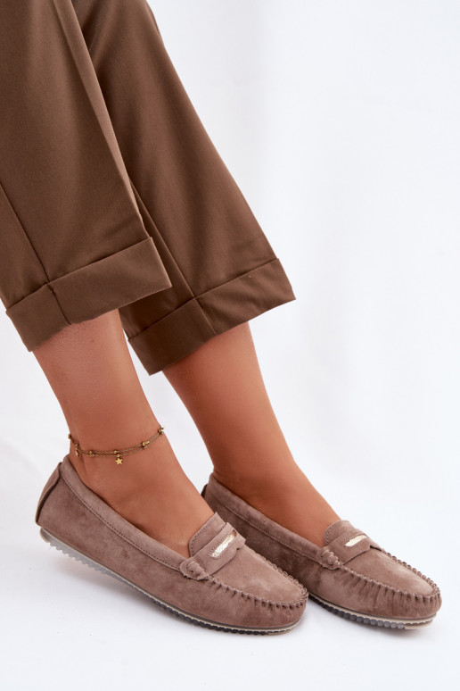 gleichschenklig Mokassins für DamenErmöglichtturalnego aus INildlederu S.Barski LR61-7029 braune Farbe