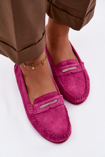 Flache Damenmokassins aus natürlichem Wildleder S.Barski LR61-7029 in rosa 2