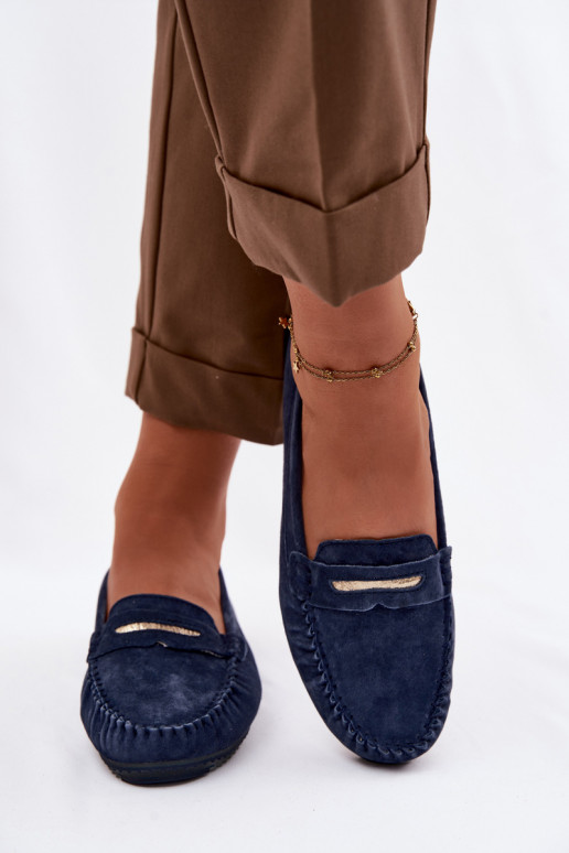 gleichschenklig Mokassins für DamenErmöglichtturalnego aus INildlederu S.Barski LR61-7029 Dunkelblau