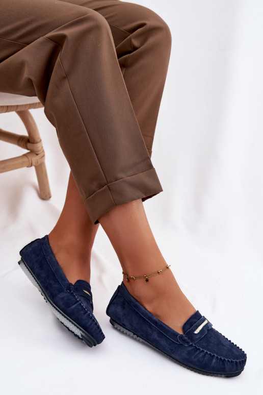 gleichschenklig Mokassins für DamenErmöglichtturalnego aus INildlederu S.Barski LR61-7029 Dunkelblau