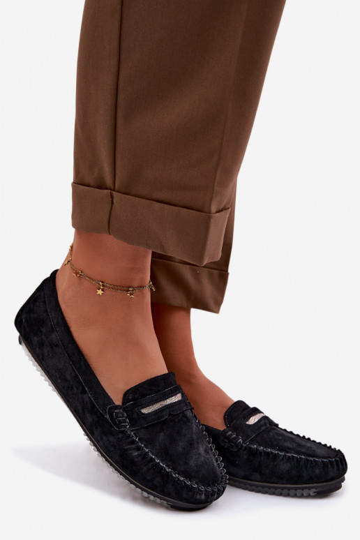 gleichschenklig Mokassins für DamenErmöglichtturalnego aus INildlederu S.Barski LR61-7029 schZuarze Farbe