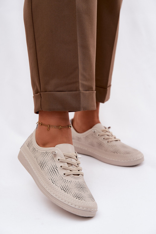 Haut mit durchbrochenen Elementen Schuhe Feminin S.Barski LR61-7083 Beige