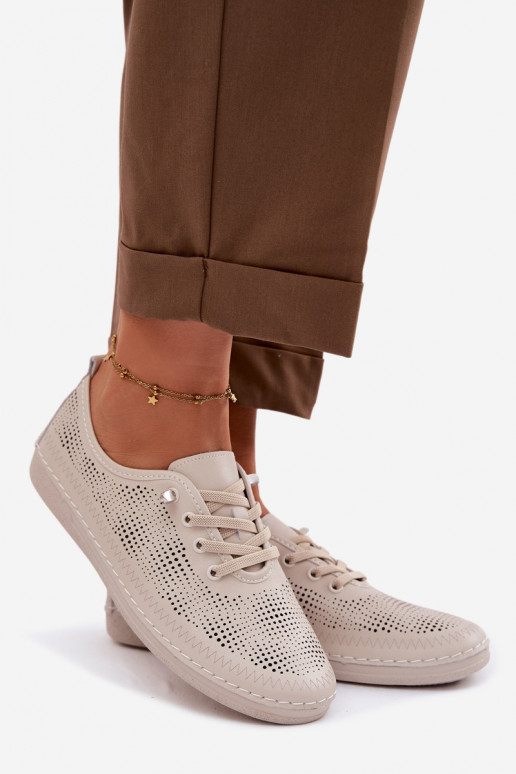 Haut mit durchbrochenen Elementen Schuhe Feminin S.Barski LR61-7083 Beige