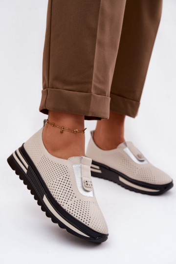 Ein überzeugendes Stilvollll Schuhe FemininErmöglichtturalnej Skóry S.Barski LR61-7092 Beige 2