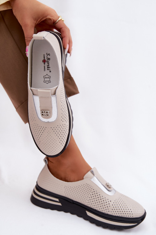 Ein überzeugendes Stilvollll Schuhe FemininErmöglichtturalnej Skóry S.Barski LR61-7092 Beige