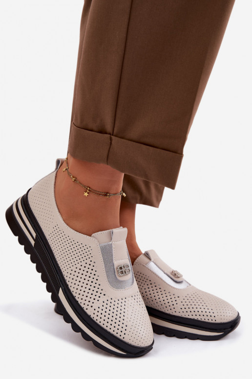 Ein überzeugendes Stilvollll Schuhe FemininErmöglichtturalnej Skóry S.Barski LR61-7092 Beige