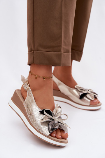 Haut Plateausandalen mit Ornamenten S.Barski GR61-5988 goldene Farbe 2