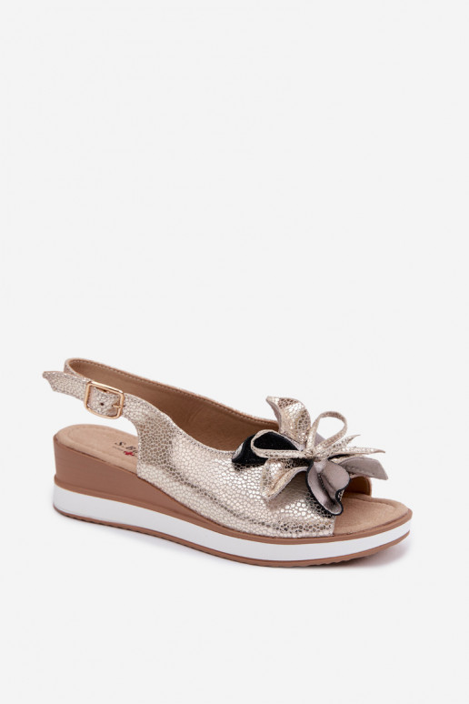 Haut Plateausandalen mit Ornamenten S.Barski GR61-5988 goldene Farbe