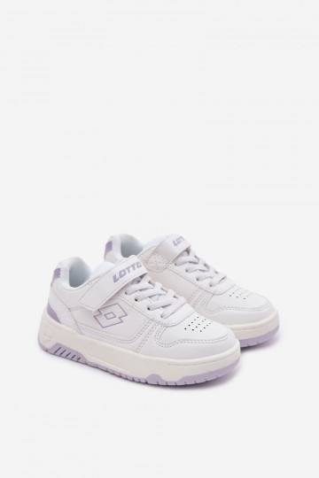 Kinder Sportschuhe LOTTO GROOVIN 2600130K mit Klettverschluss in weiß-violetter Farbe