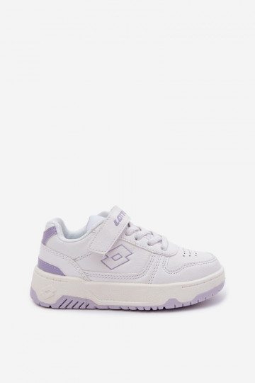 Kinder Sportschuhe LOTTO GROOVIN 2600130K mit Klettverschluss in weiß-violetter Farbe 2