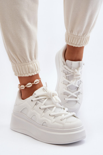 Feminin Sneakers StilvollllschuheGrubym Schnürungm Zueiße Farbe Vinali 2