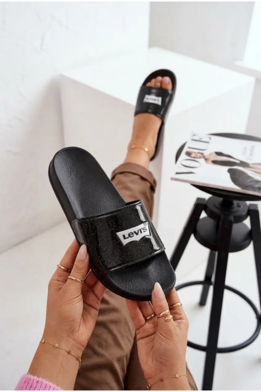 Jugend Pantoletten LEVI'S VPOL0251S-2693 schwarz mit Glanz