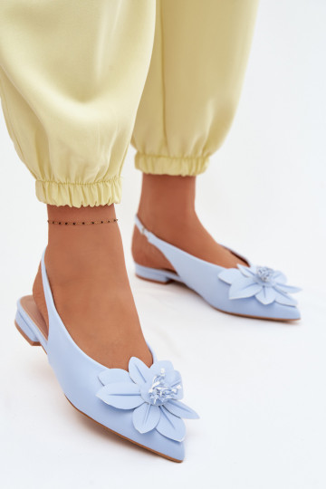 Damensandalen mit breiten AbsätzenDekoracyjnym Eine Blume blaue Farbe Telivette 2