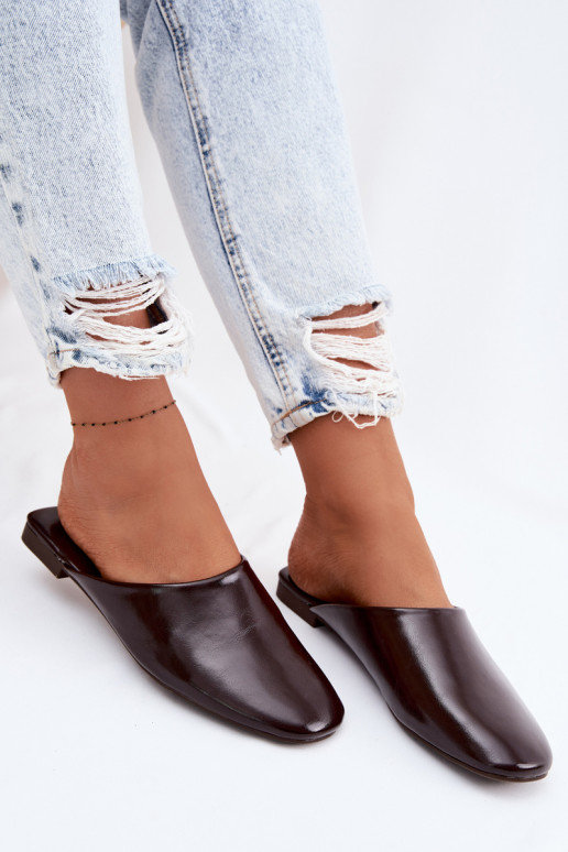 Damenhausschuhe MuleImitacji Skóry gleichschenklig CzekoladoZue Romelle