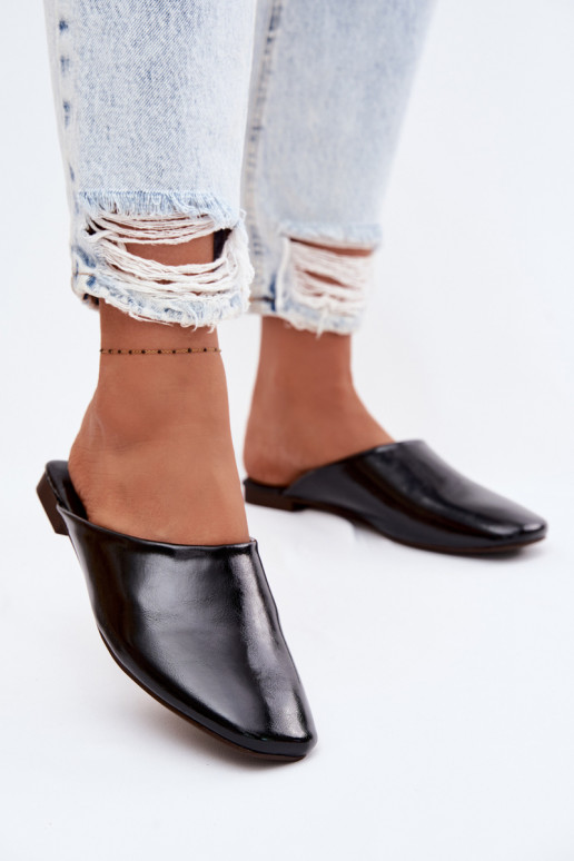 Damenhausschuhe MuleImitacji Skóry gleichschenklig schZuarze Farbe Romelle