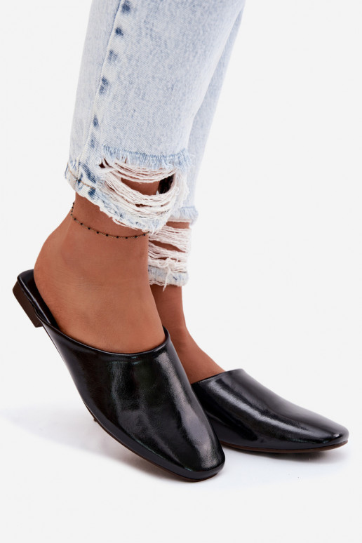 Damenhausschuhe MuleImitacji Skóry gleichschenklig schZuarze Farbe Romelle