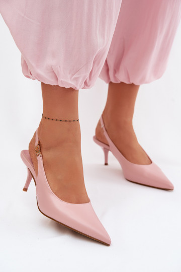 Damen rosa Sandalen aus Kunstleder mit schmalen Absätzen Jelissey 2