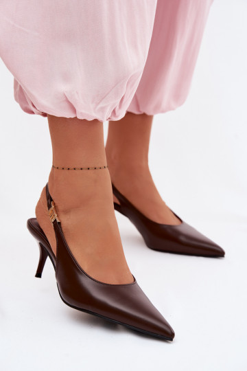 DamensandalenImitacji Skóry mit dünnen Absätzen CzekoladoZue Jelissey 2