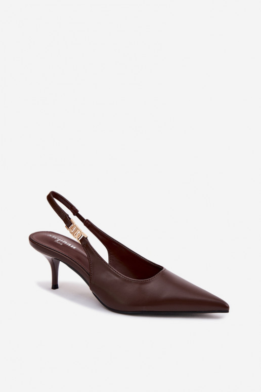 DamensandalenImitacji Skóry mit dünnen Absätzen CzekoladoZue Jelissey