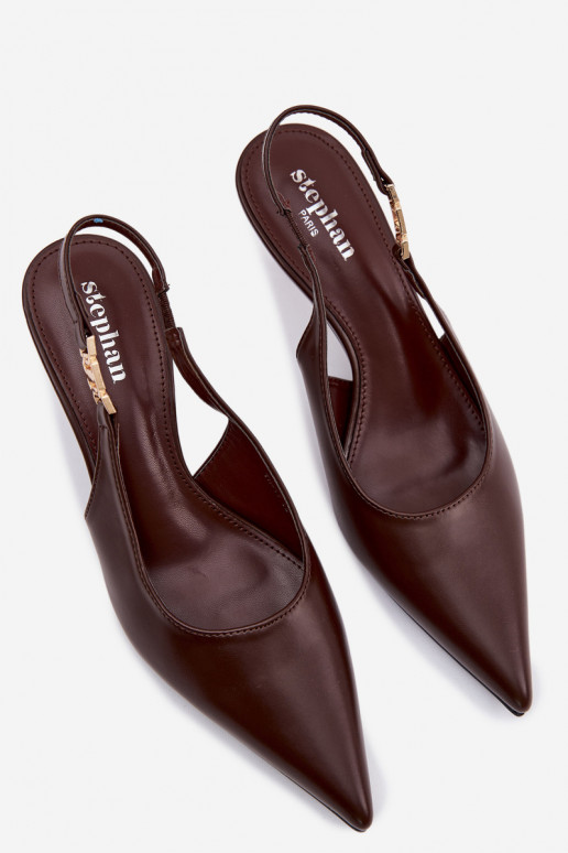 DamensandalenImitacji Skóry mit dünnen Absätzen CzekoladoZue Jelissey