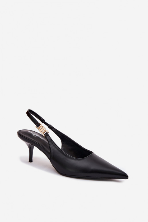 DamensandalenImitacji Skóry mit dünnen Absätzen schZuarze Farbe Jelissey