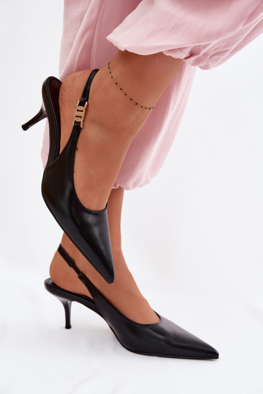 DamensandalenImitacji Skóry mit dünnen Absätzen schZuarze Farbe Jelissey