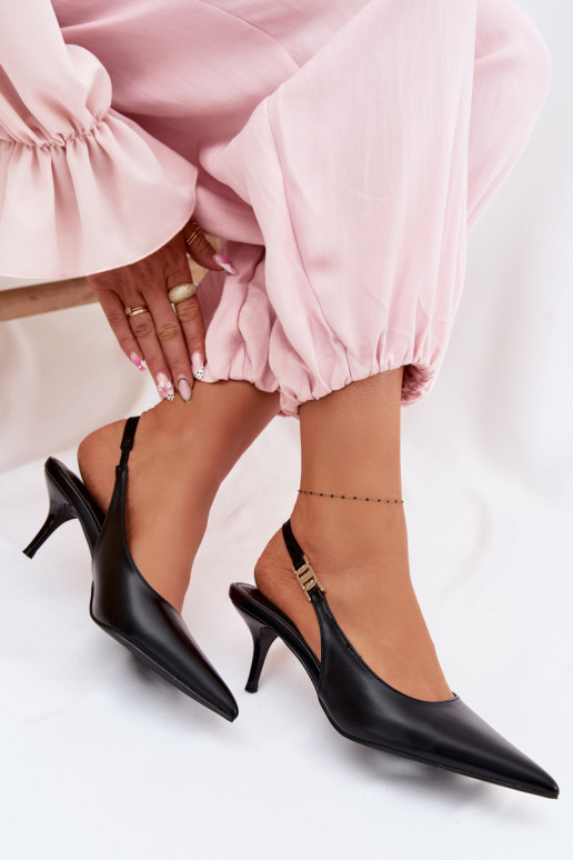 DamensandalenImitacji Skóry mit dünnen Absätzen schZuarze Farbe Jelissey