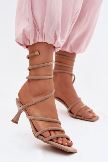 Damensandalen mit Absätzen mit Streifen Beige Samara 2