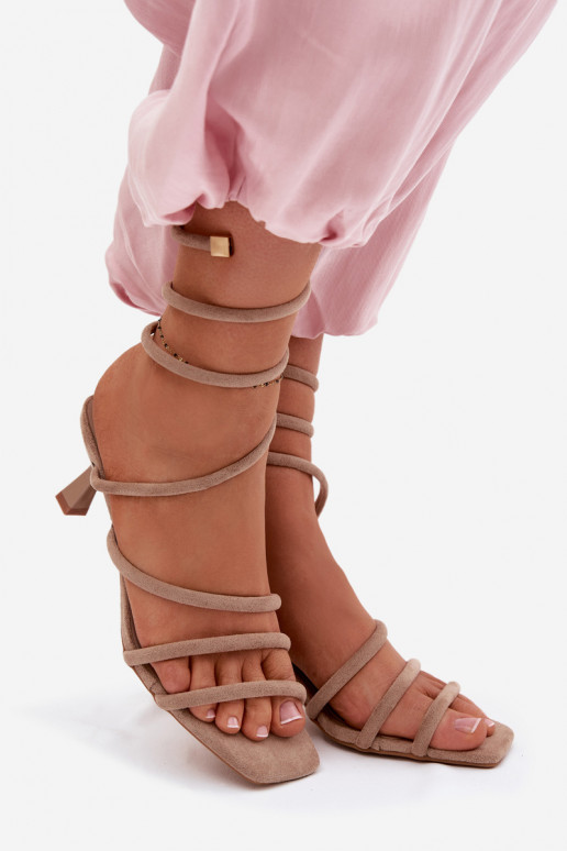 Damensandalen mit Absätzen mit Streifen Beige Samara