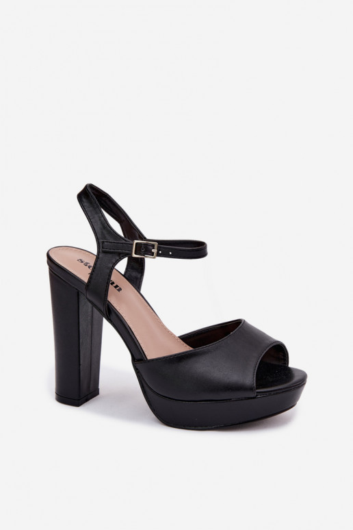 Damensandalen Auf High Heels Aufzeichnen schZuarze Farbe Nelissey